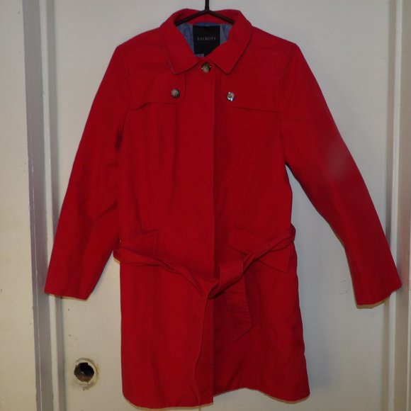 GUC Talbots Red Belted Parka Coat Sz 14 - Picture 1 of 7